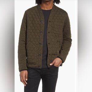 Nordstrom Treasure & Bond Men's Olive Green Quilted Cardigan / Jacket
